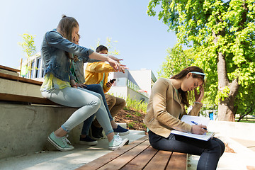 Image showing student girl suffering of classmates mockery