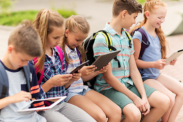 Image showing group of happy elementary school students talking