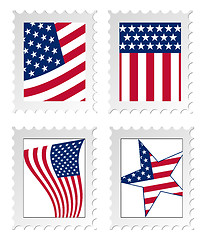 Image showing Illustration of post stamps with USA national flag