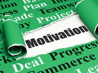 Image showing Business concept: black text Motivation under the piece of  torn paper