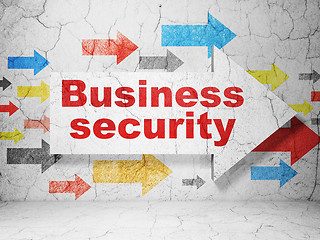 Image showing Privacy concept: arrow with Business Security on grunge wall background