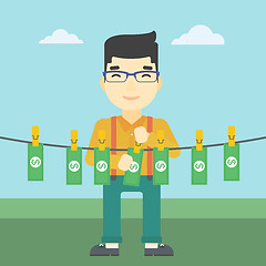 Image showing Man loundering money vector illustration.