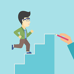 Image showing Businessman running upstairs vector illustration.