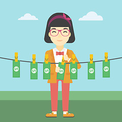 Image showing Woman loundering money vector illustration.