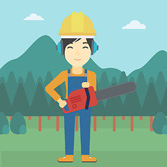 Image showing Lumberjack with chainsaw vector illustration.