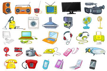 Image showing Set of household appliances and electronic devices