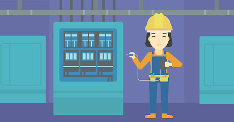 Image showing Electrician with electrical equipment.