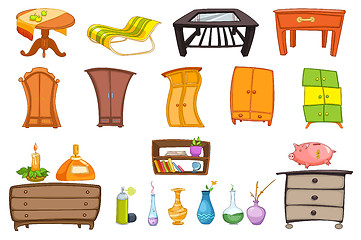 Image showing Vector set of furniture illustrations.