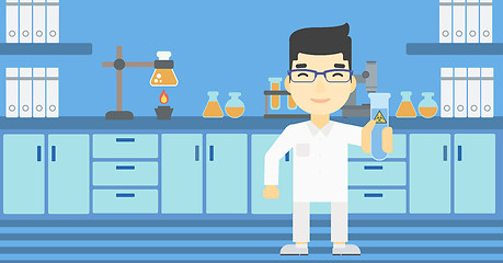 Image showing Scientist with test tube vector illustration.