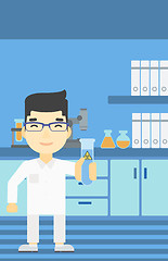 Image showing Scientist with test tube vector illustration.