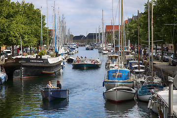 Image showing View on canal from bridge Sankt Anne Gade in Copenhagen, Denmark