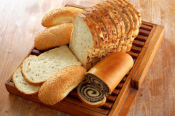 Image showing assortment of baked bread and other bakery products