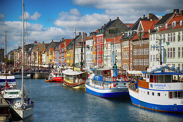 Image showing Nyhavn harbour in Copenhagen, Denmark