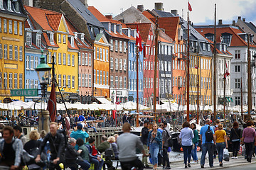 Image showing Copenhagen, Denmark – August  14, 2016: Boats in the docks Nyh