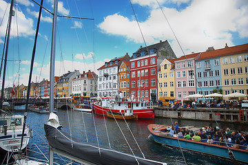 Image showing Nyhavn harbour in Copenhagen, Denmark