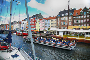 Image showing Nyhavn harbour in Copenhagen, Denmark