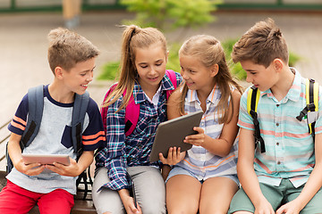 Image showing group of happy elementary school students talking