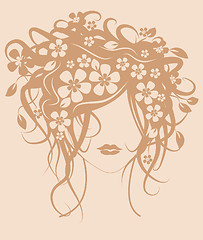 Image showing Beautiful girl with flowers in hair