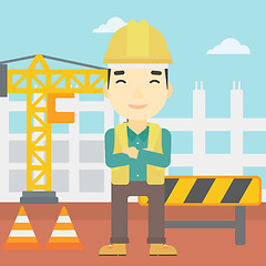 Image showing Friendly builder with arms crossed.