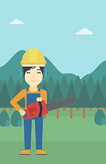 Image showing Lumberjack with chainsaw vector illustration.