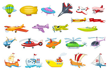 Image showing Vector set of air and water transport illustration