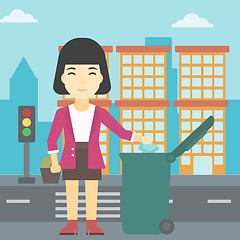 Image showing Woman throwing away trash vector illustration.