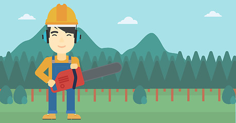 Image showing Lumberjack with chainsaw vector illustration.
