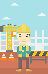 Image showing Friendly builder with arms crossed.