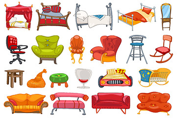 Image showing Vector set of furniture illustrations.