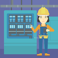 Image showing Electrician with electrical equipment.