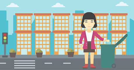 Image showing Woman throwing away trash vector illustration.