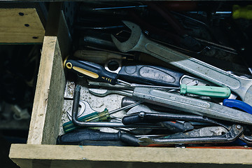 Image showing Measuring tool with metal bars on table