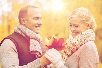 Image showing smiling couple in autumn park