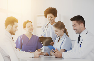 Image showing group of happy doctors meeting at hospital office