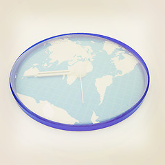 Image showing Clock of world map . 3D illustration. Vintage style.