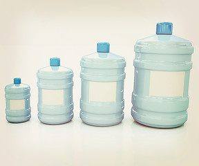 Image showing water bottles. 3D illustration. Vintage style.