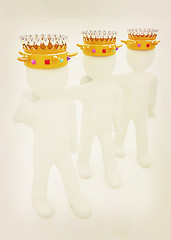 Image showing 3d people - mans, persons with a golden crown. Kings. 3D illustr