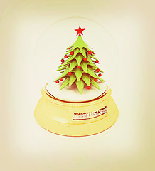 Image showing Christmas Snow globe with the falling snow and christmas tree. 3