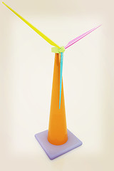 Image showing Wind turbine isolated on white . 3D illustration. Vintage style.