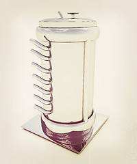 Image showing Abstract chrome metal pressure vessel. 3D illustration. Vintage 