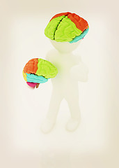 Image showing 3d people - man with a brain. 3D illustration. Vintage style.