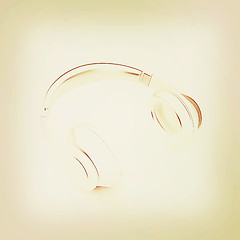 Image showing Headphones Icon . 3D illustration. Vintage style.