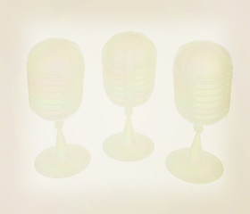 Image showing 3d rendering of a microphones. 3D illustration. Vintage style.