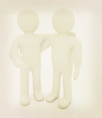 Image showing Friends standing next to an embrace. 3d image. Isolated white ba