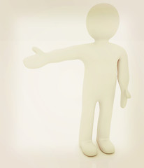 Image showing 3d people - man, person presenting - pointing. . 3D illustration