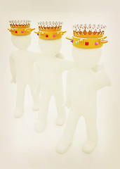 Image showing 3d people - mans, persons with a golden crown. Kings. 3D illustr