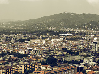 Image showing Aerial view of Turin vintage desaturated