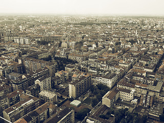 Image showing Aerial view of Turin vintage desaturated