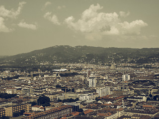 Image showing Aerial view of Turin vintage desaturated