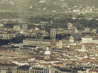 Image showing Aerial view of Turin vintage desaturated